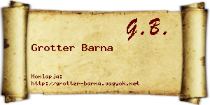 Grotter Barna névjegykártya